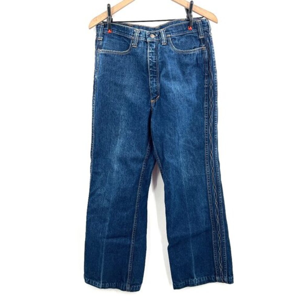 Vintage 70s Talisman Sheplers embroidered western flare‎ leg jeans dark wash 32